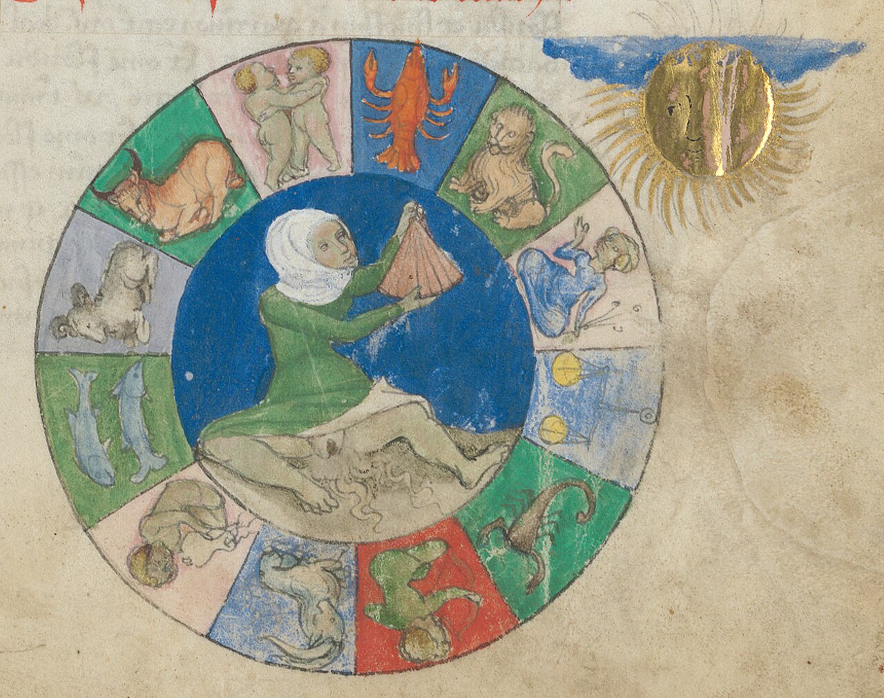 Koło zodiaku, „Aurora consurgens”, XV w., Zentralbibliothek Zürich